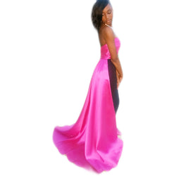 Black Sleek Gown with Pink Train - Size 2