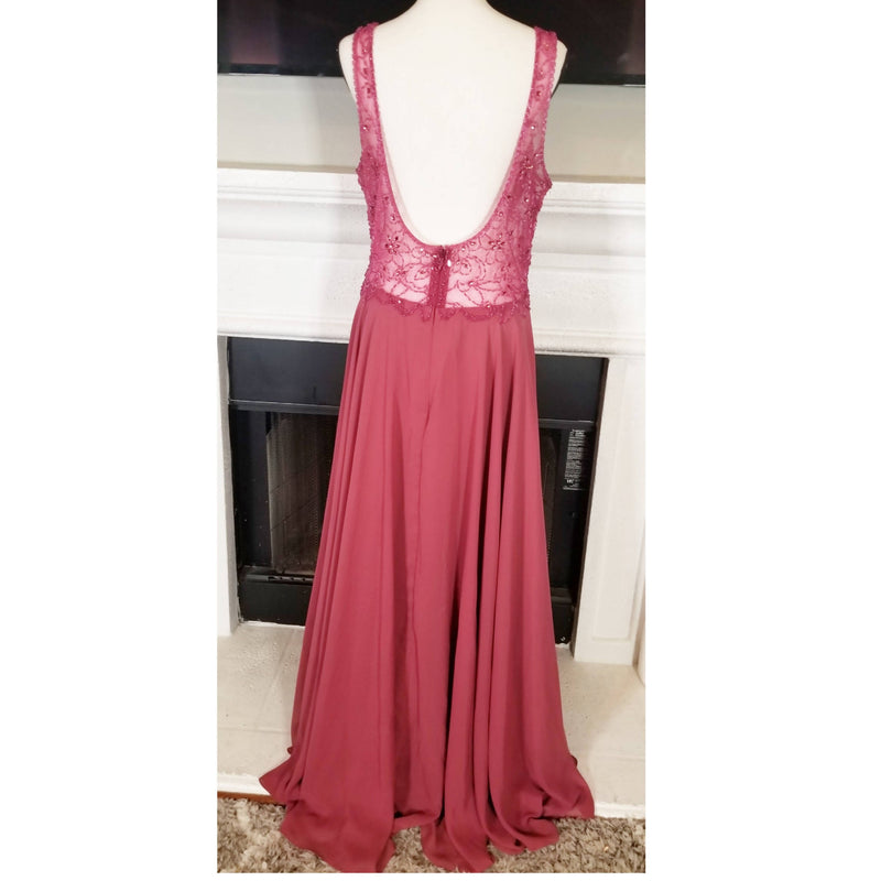 Mauve Chiffon Dress With Beading Sequins - Size 18W