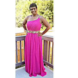 One-Shoulder Chiffon Gown - Size 14